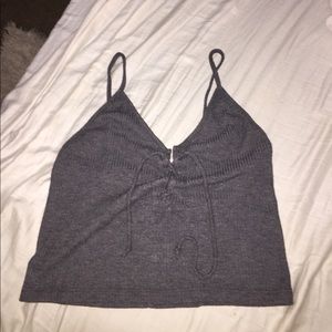 Dark gray tie up crop top