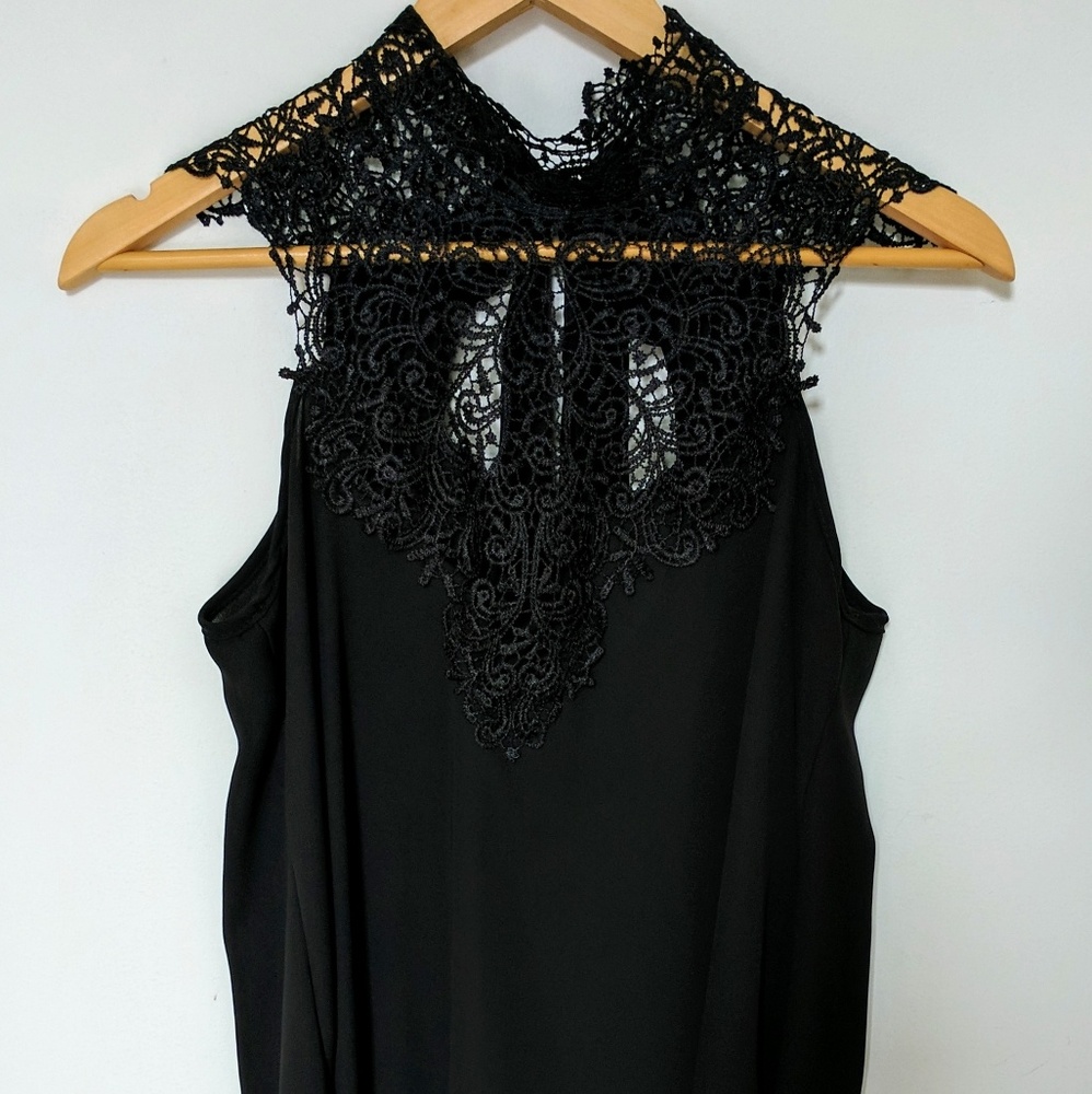 Fancy black laced collar with exposed back