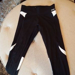 Black and white pink yoga leggings