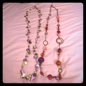 Two long necklaces, very fun colors, EUC