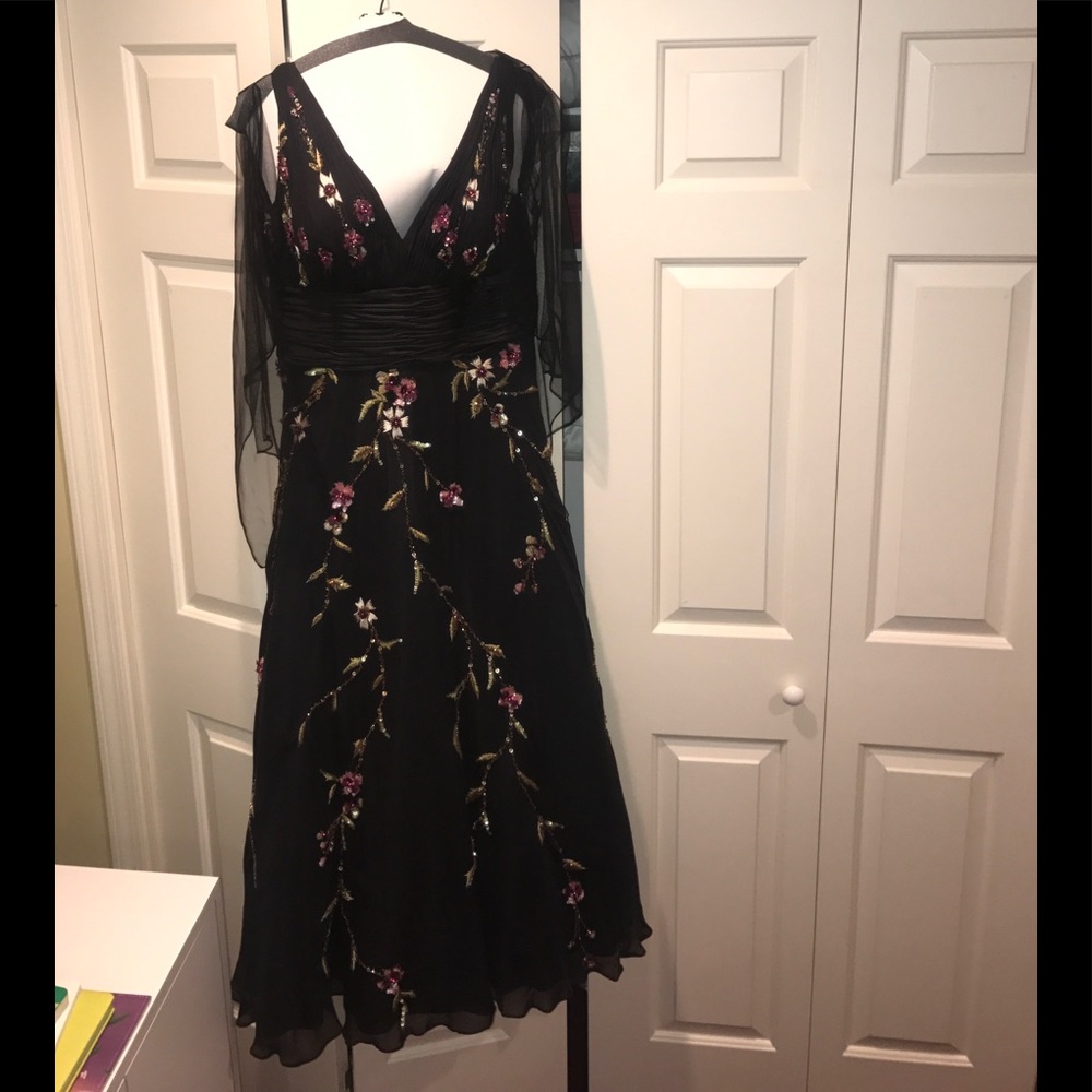 Floral Beaded Black Gown