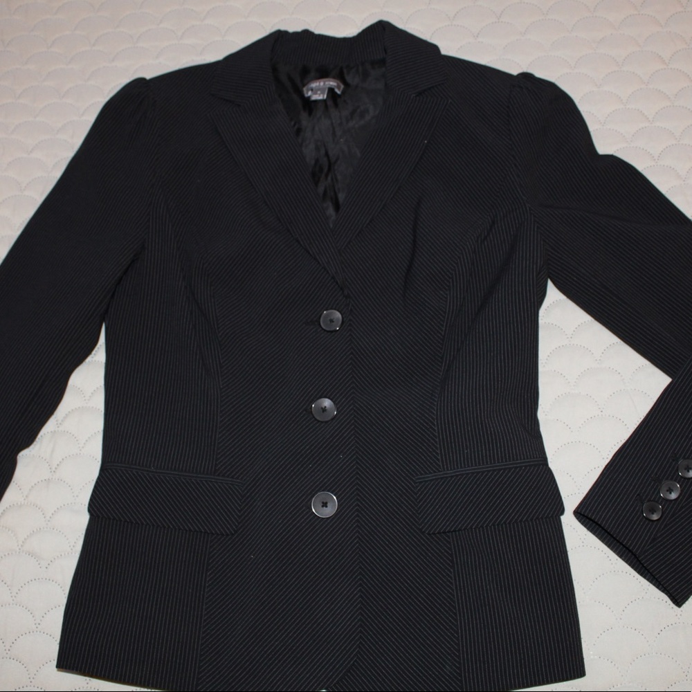 Black Pinstriped Blazer Jacket Size 8