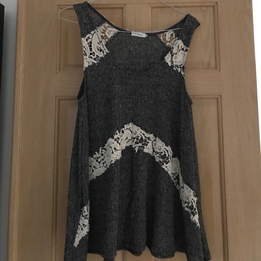 Sleeveless Blue and Lace sweater