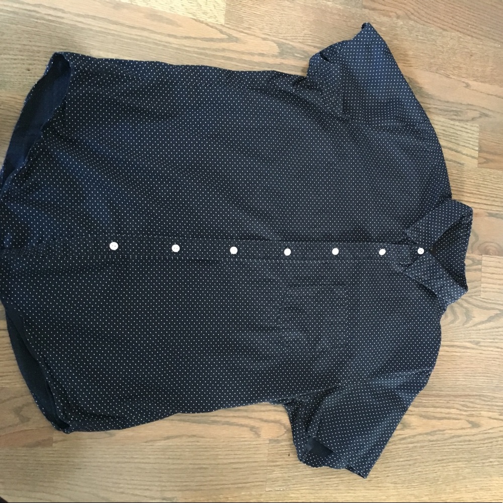 J CREW- navy blue & white button-up. Size large.