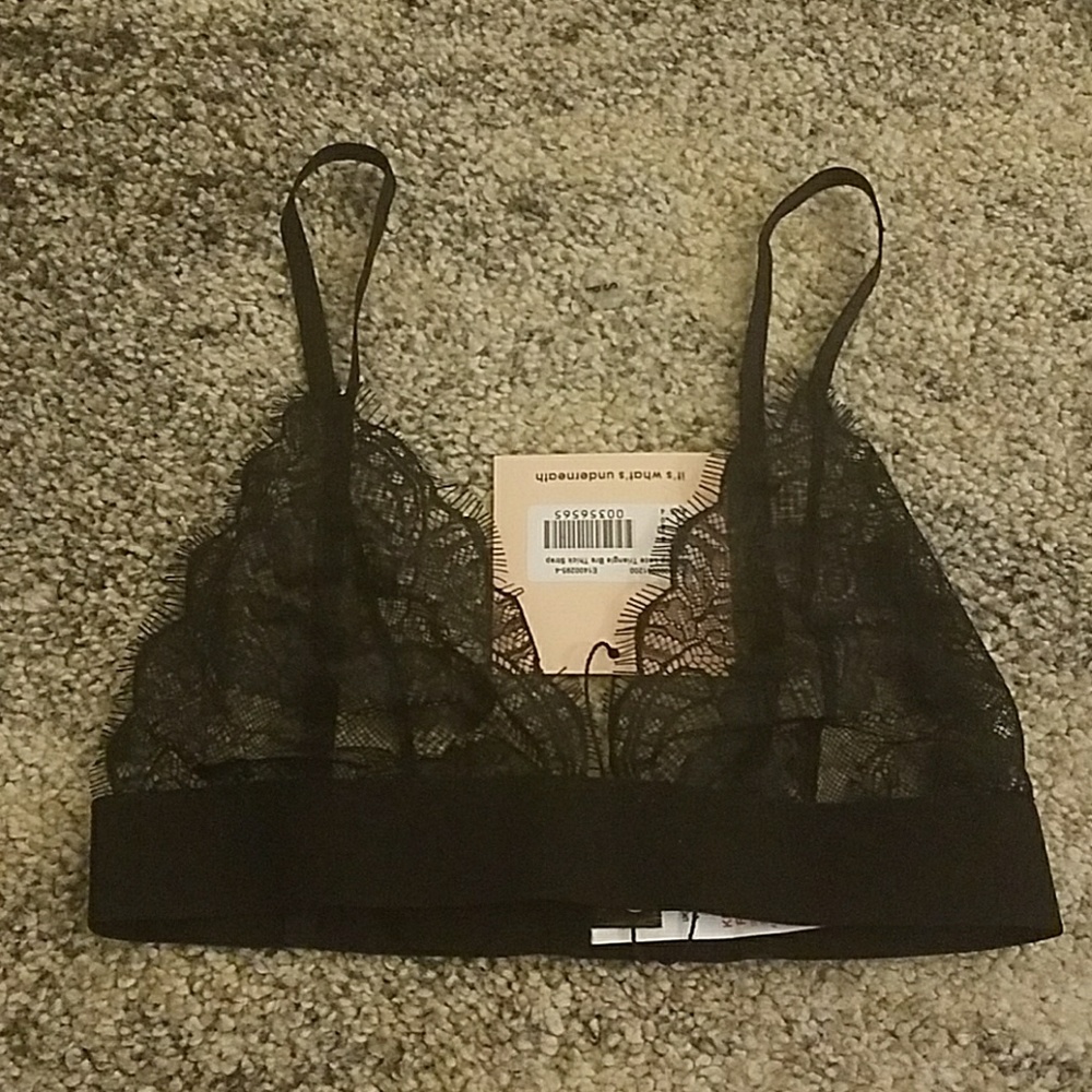 Scallop Lace Triangle Bra Thick Strap