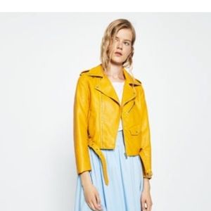 Zara Faux Leather Jacket Yellow