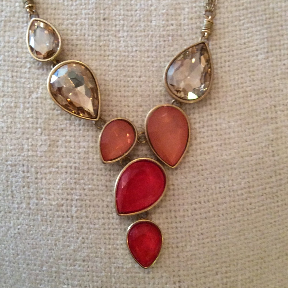 Sparkly Orange and Gold Tone Kenneth Cole Necklace