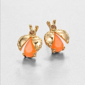 Kate Spade Orange Lady Bug Stud Earrings