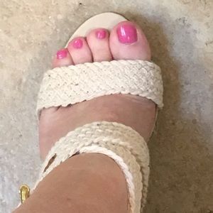 Cream wedge sandal