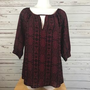 CL22 Red & Black Paisley Print Tunic Size L