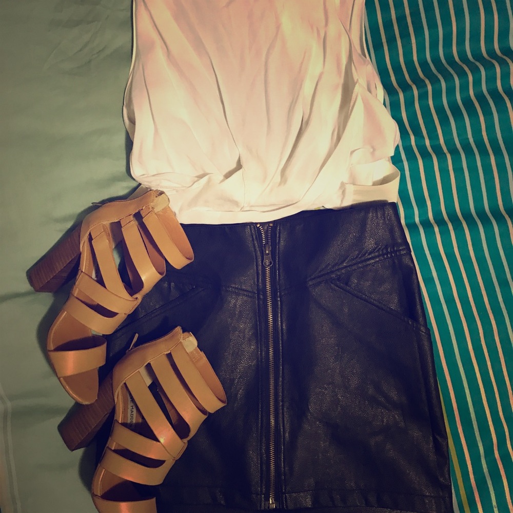 Leather-like skirt from Foreign Exchange.