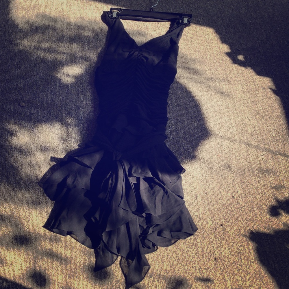 BCBG halter mini ruffles black