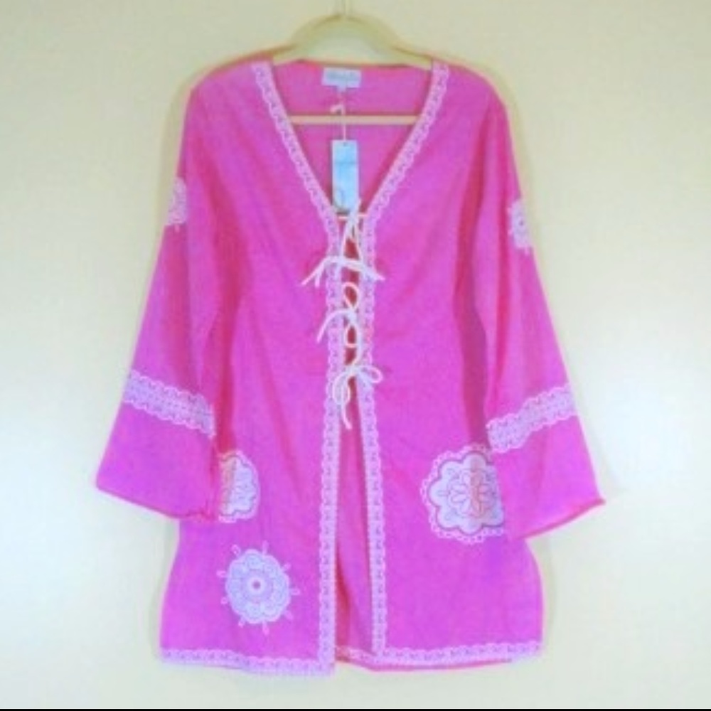 Mud Pie Tie In Front Tunic or Swim Suit Cover NWT