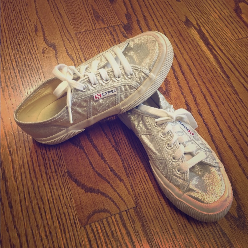 Metallic silver SUPERGA tennis shoes 35 EU 3.5 USA