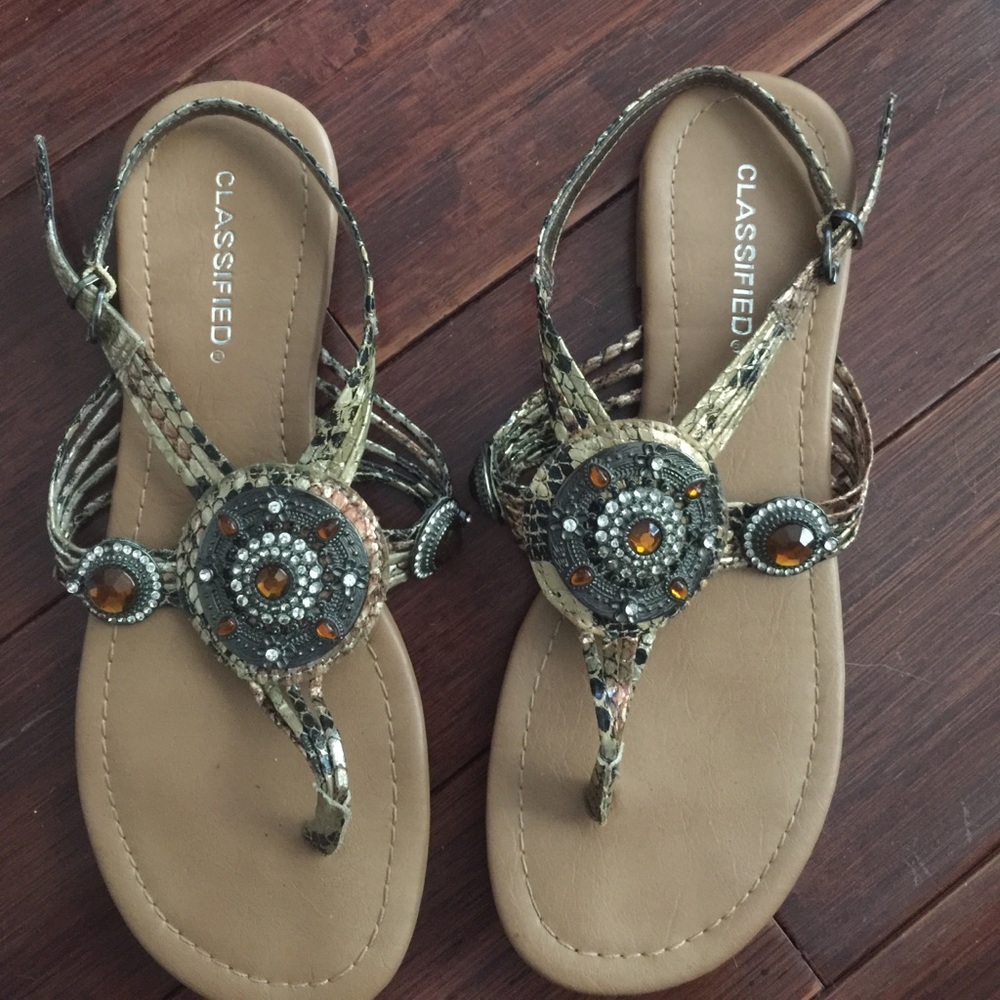 Snake and rhinestone sandals