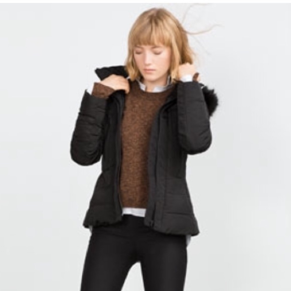 ZARA BLACK QUILTED COAT