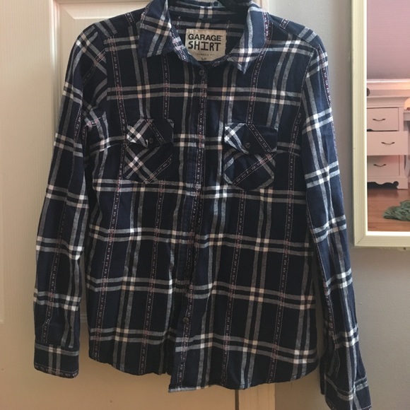 Navy blue and white flannel - Picture 2 of 3