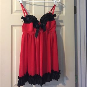 NWT Red and black ruffle nightie set