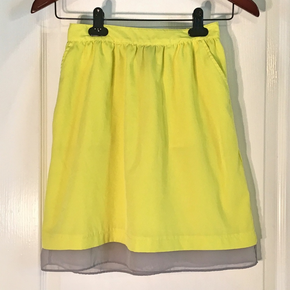 Mossimo Neon Yellow & Gray Sheer Trim Skirt