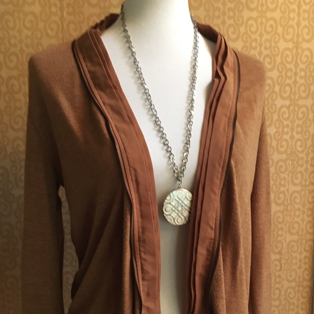 Ya cardigan sweater with zipper trim