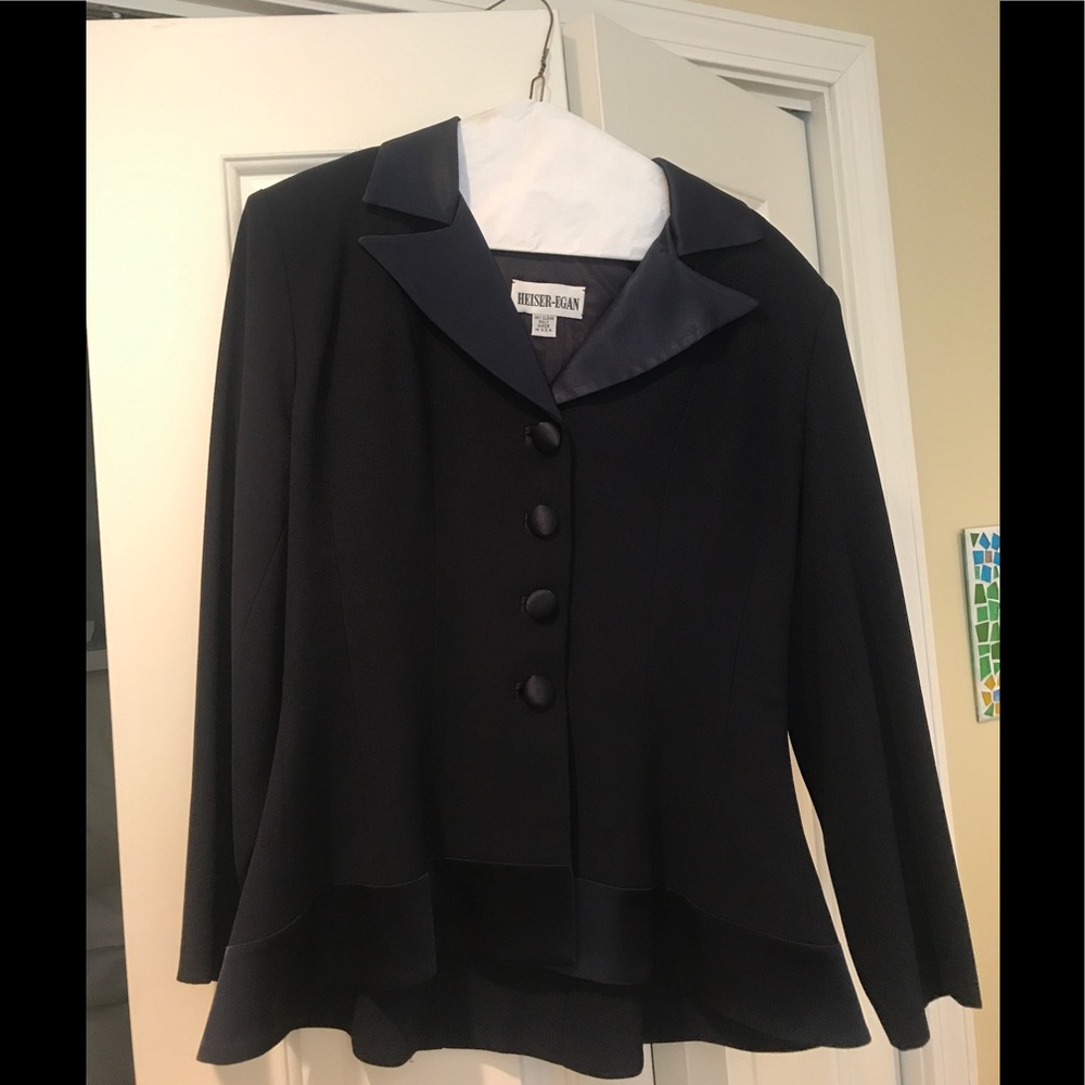 Navy suit jacket and skirt