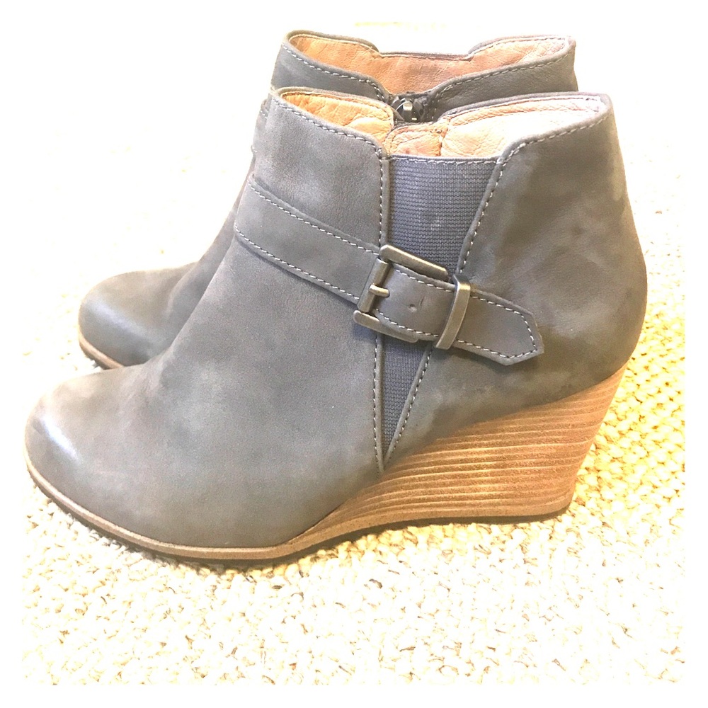 Gray Leather Booties