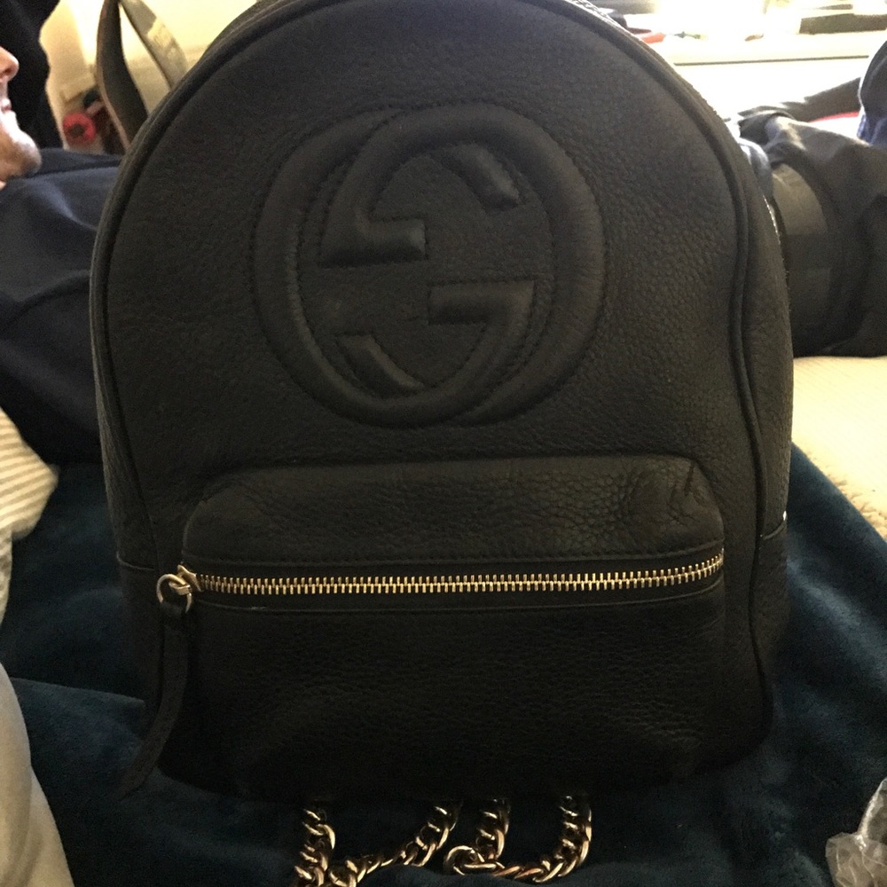 Black Leather Gucci Backpack