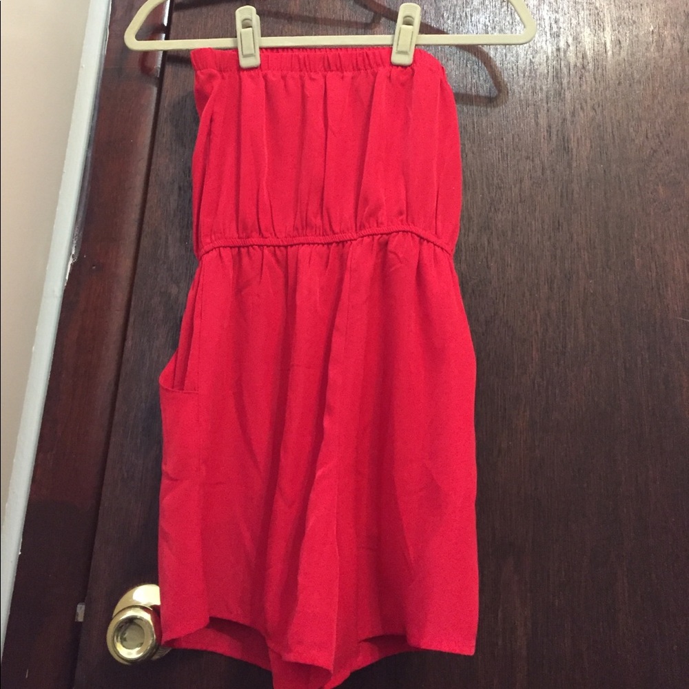 Red Silk Romper - Picture 2 of 3