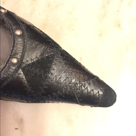 SZ 8-CARLOS SANTANA BLACK TEXTURED LEATHER 4"PUMPS - Picture 8 of 8