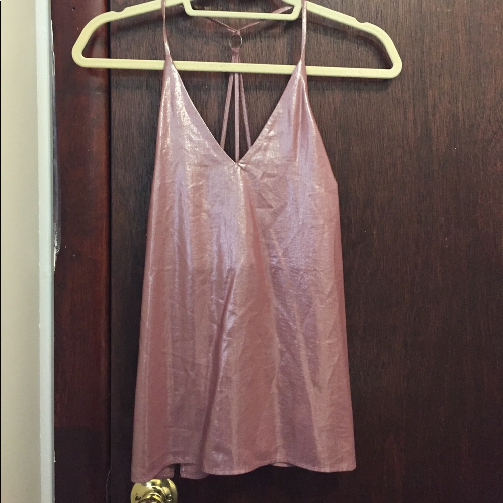 Top Shop Pink Metallic Tank