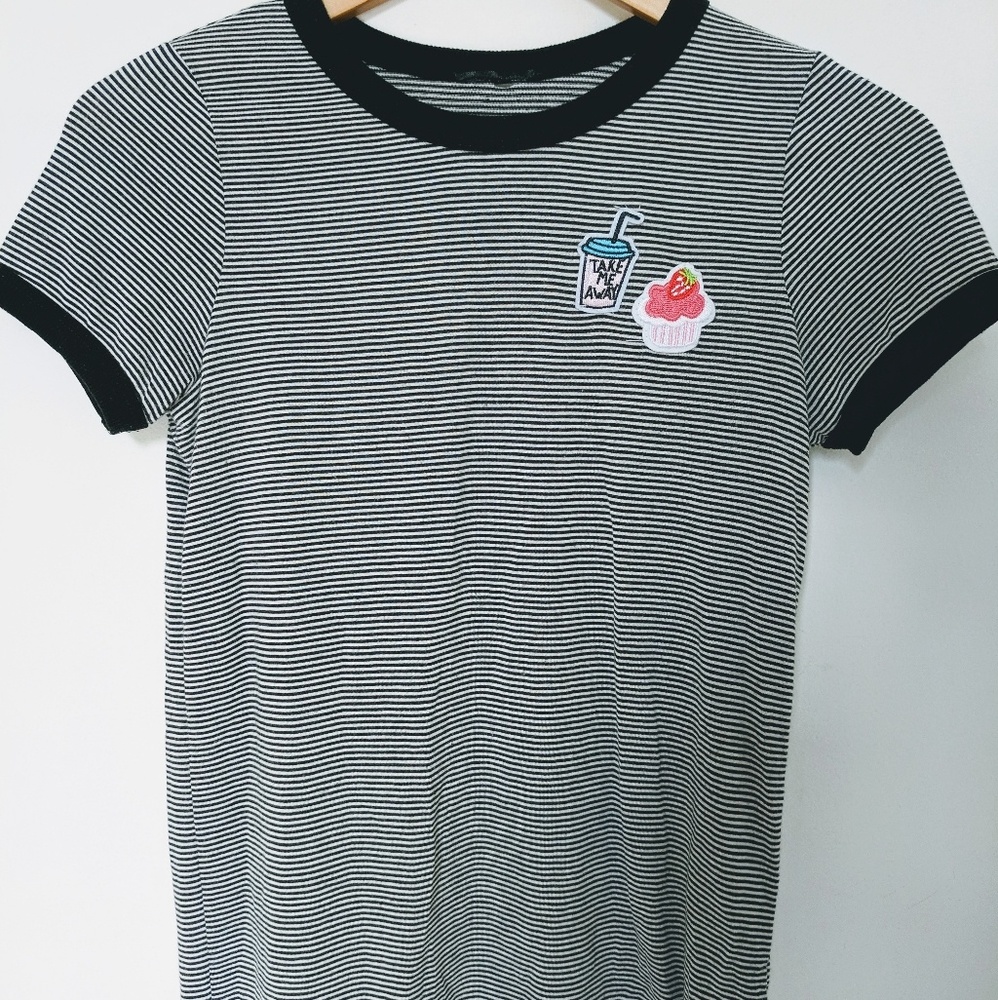 Cute striped t-shirt with patches