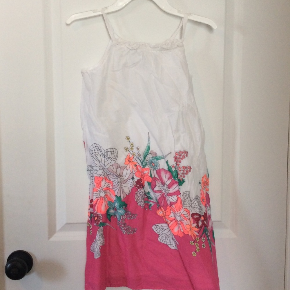pink and white floral dress