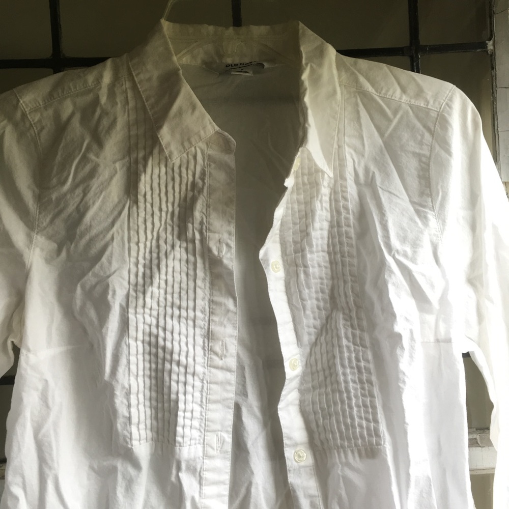 White Gap tuxedo shirt