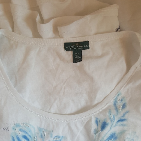 Ralph Lauren Beaded Flower T-shirt sz Med - Picture 2 of 3