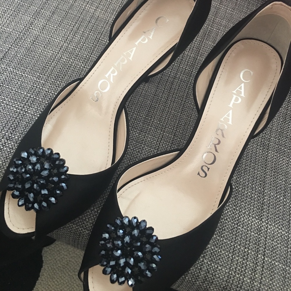Caparros black satin heels