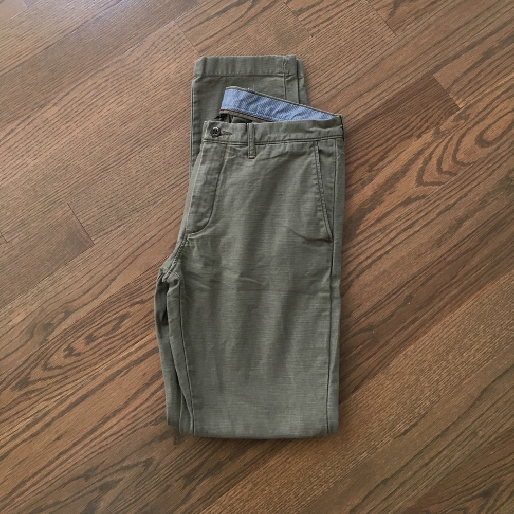 J CREW- moss green 484 pants. 32/34.