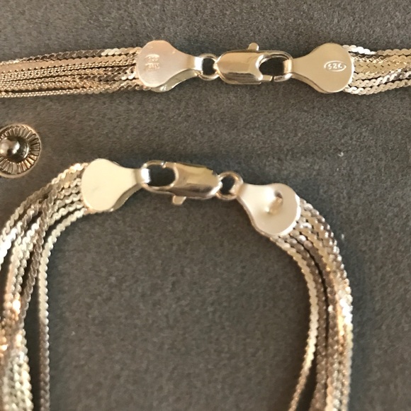 Sterling Slvr 7-strand necklace/bracelet/earrings - Picture 3 of 5