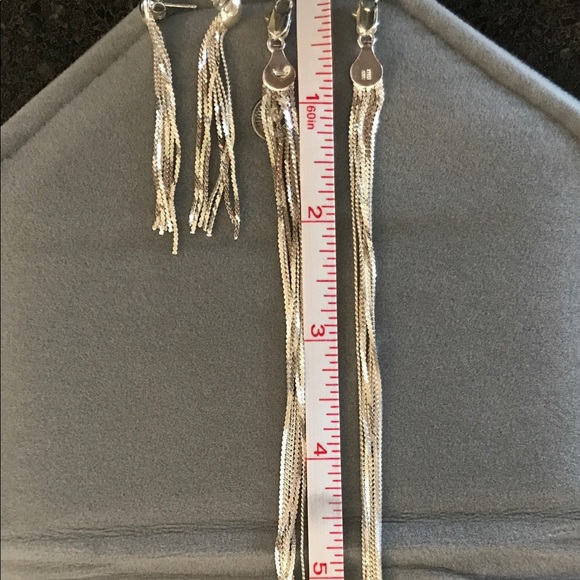 Sterling Slvr 7-strand necklace/bracelet/earrings - Picture 4 of 5