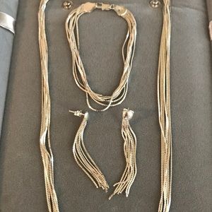 Sterling Slvr 7-strand necklace/bracelet/earrings