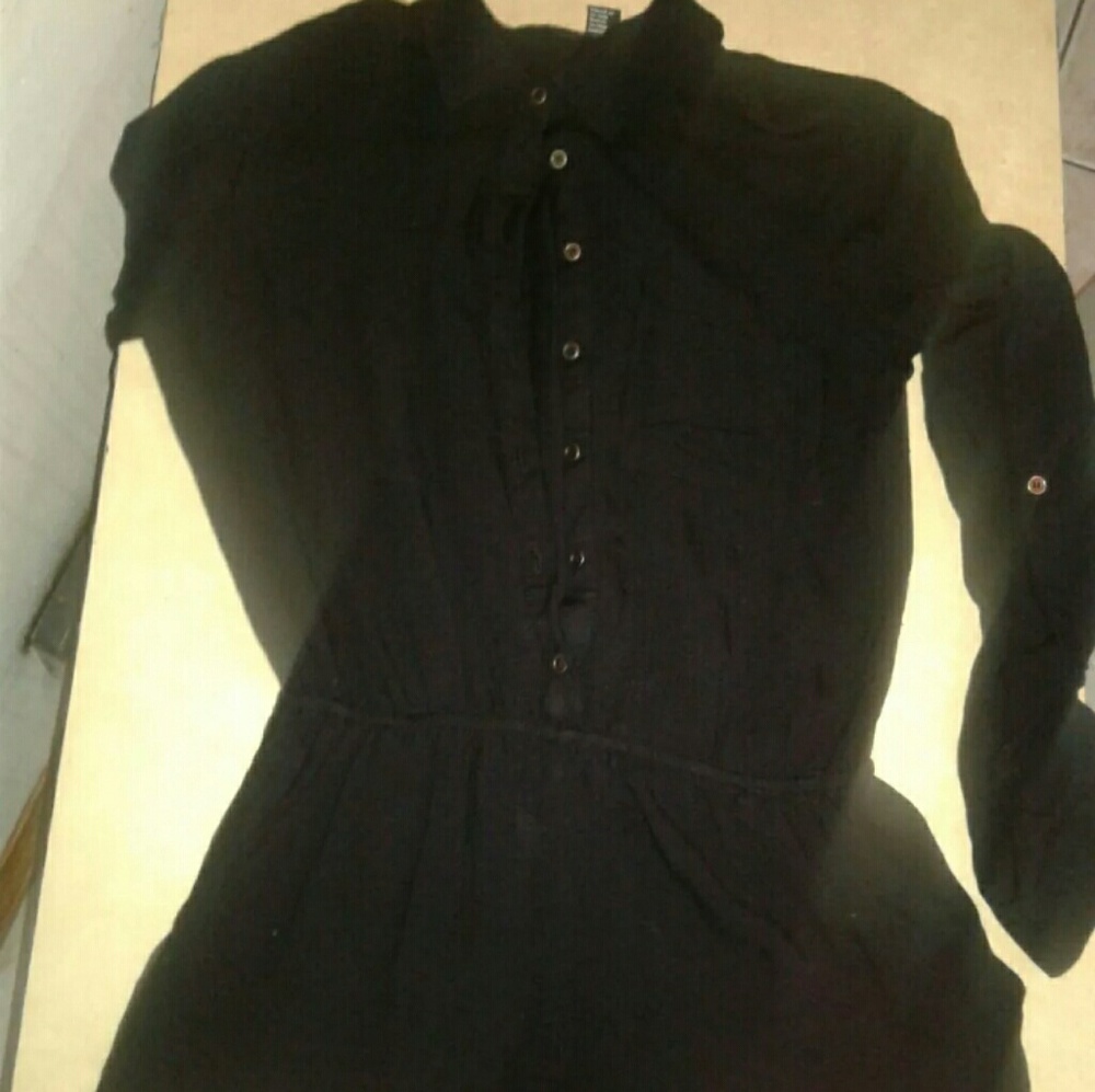 Black Romper. Button Up.