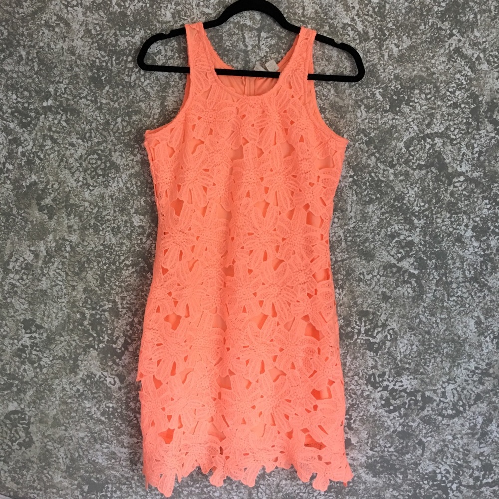 Coral Sleeveless Pattern Dress