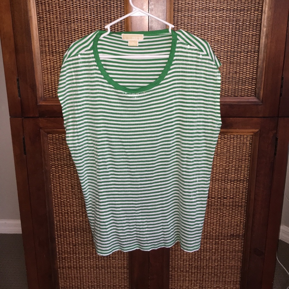 NWOT striped MK tunic tshirt casual top sequins 1x