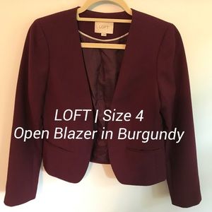 LOFT Open Blazer in Burgundy