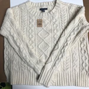 AMERICAN EAGLE CABLE KNIT CROP SWEATER NWT XS