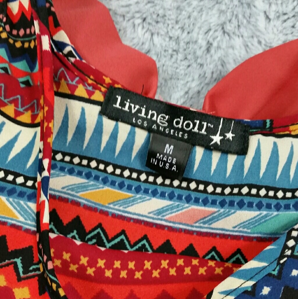 Living Doll Aztec Stripe Orange Bow Top - Picture 4 of 5