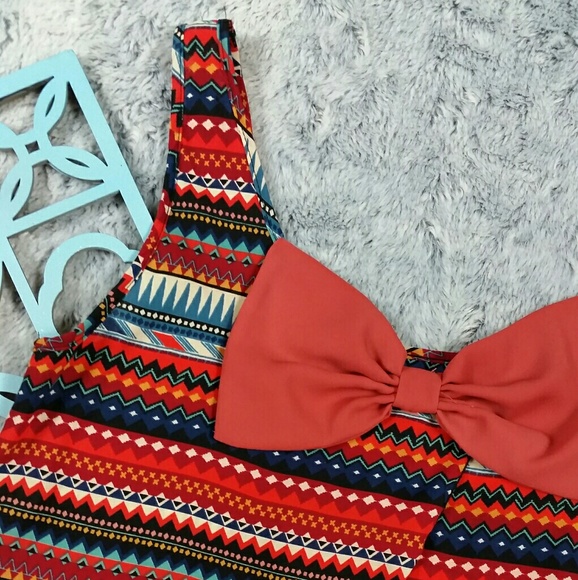 Living Doll Aztec Stripe Orange Bow Top - Picture 3 of 5