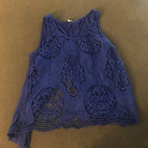 Lace blue open back top