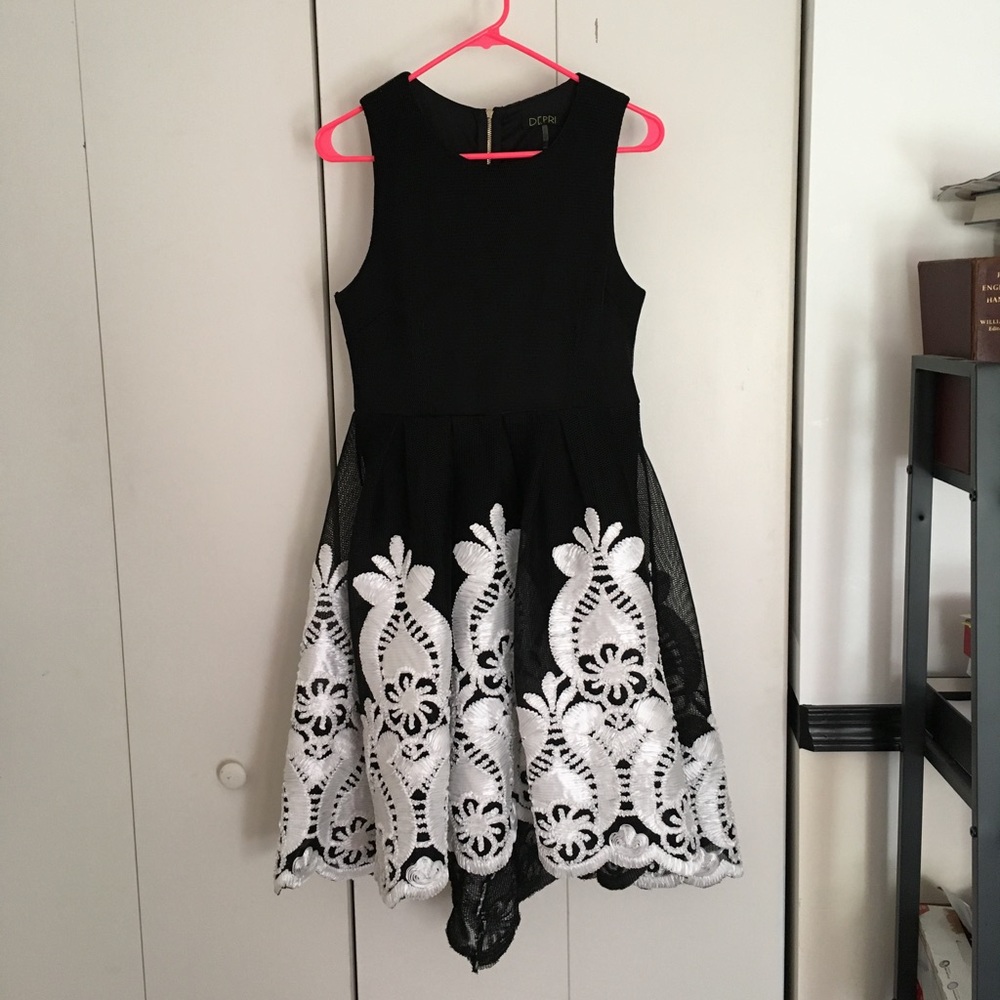 Black and white high low dress