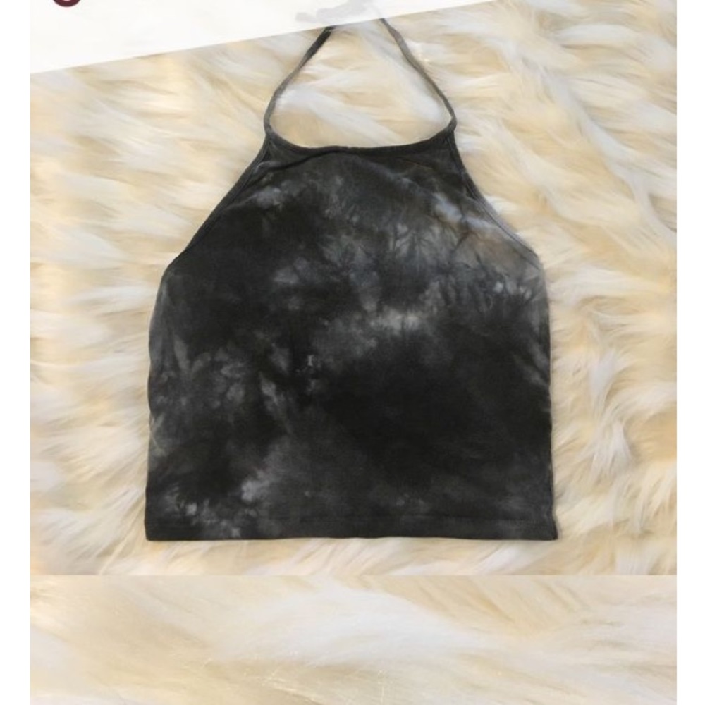 Brandy Melville black and white tie die halter