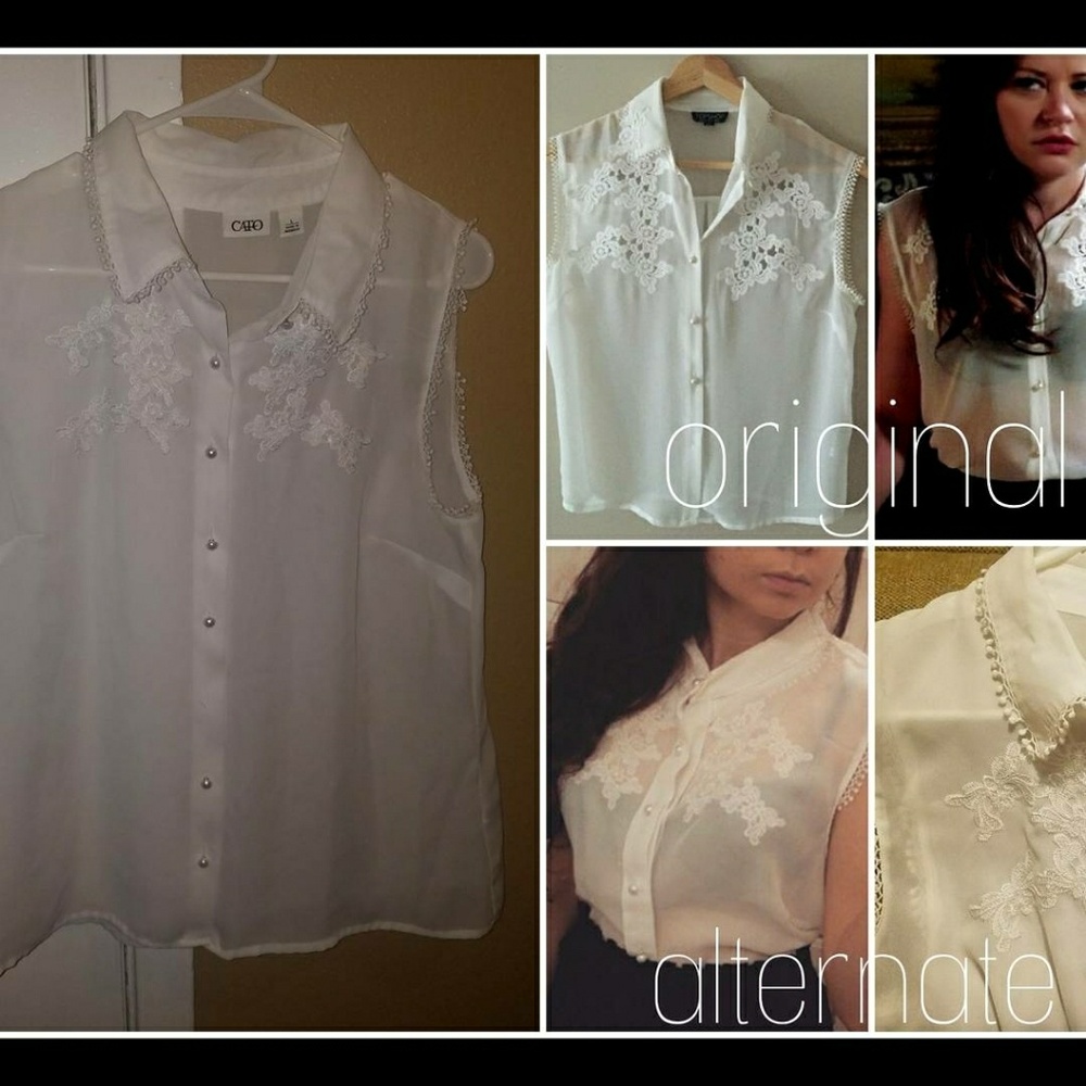 Sheer white embroidered top - alt OUAT Belle top
